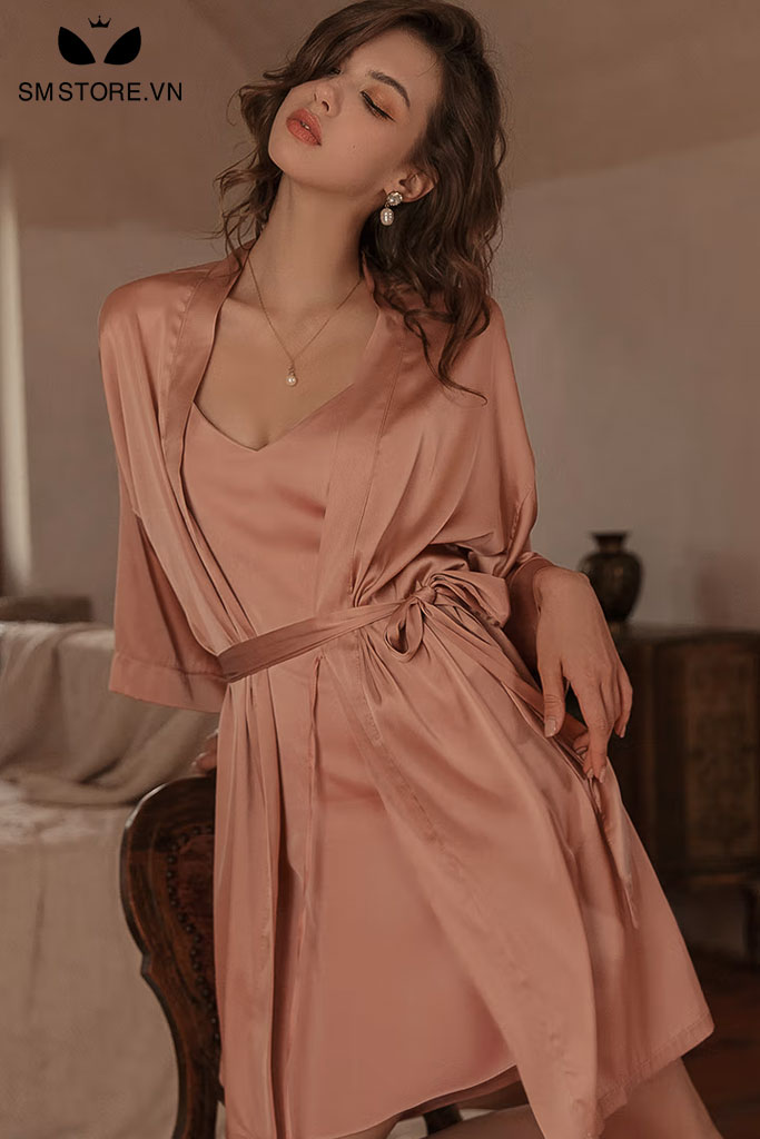 Áo choàng ngủ phối váy ngủ vải lụa satin mát gợi cảm thích hợp cho cô dâu /  bạn gái (có bán lẻ) | Shopee Việt Nam