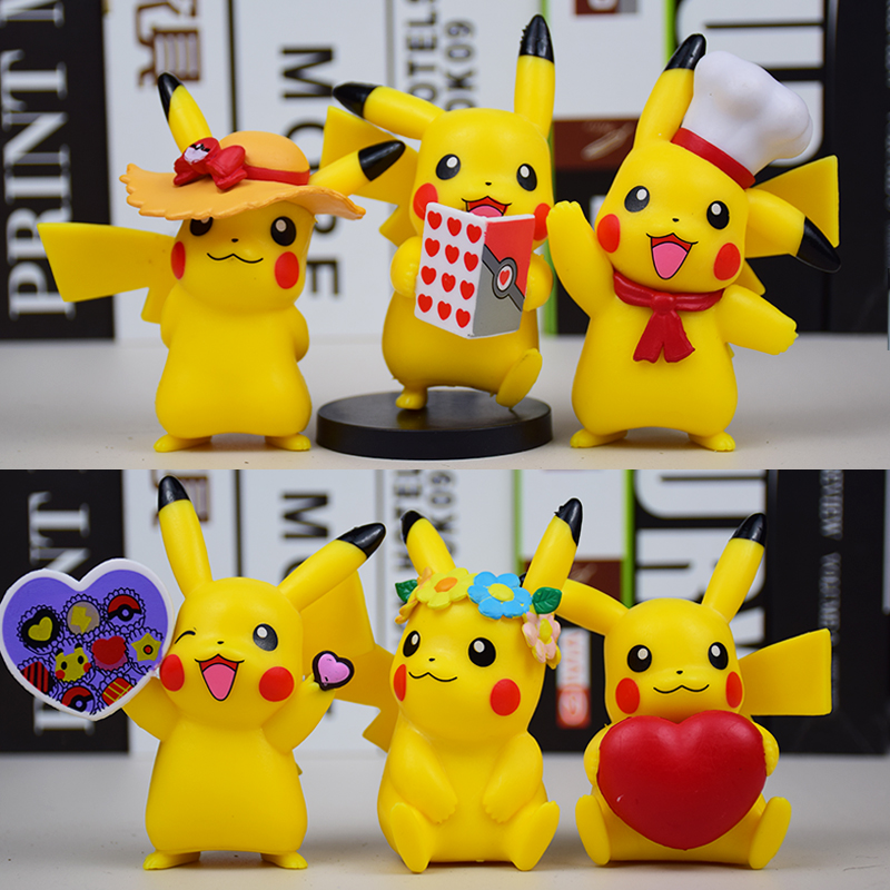 Mô Hình POKEMON Bộ 6 Pikachu siêu dễ thương- Cao 8cm - nặng 260gram - Figure POKEMON