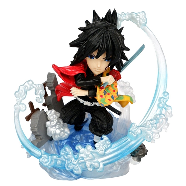 Mô Hình Kimetsu No Yaiba Thủy trụ Tomioka Giyuu chibi - Cao 10cm - nặng 145gram - Phụ kiện : kiếm - Figure Thanh gươm diệt quỷ