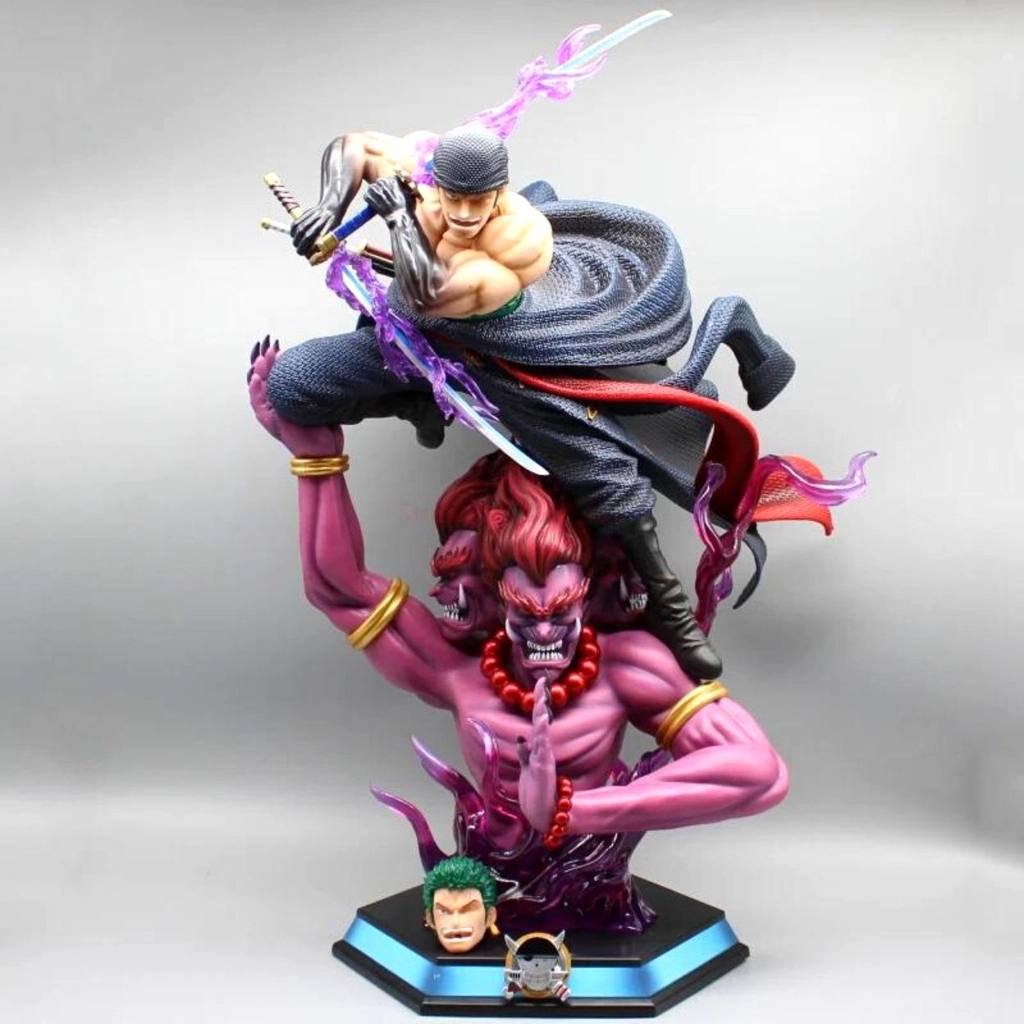 Mô Hình OnePiece Zoro Asura - Cao 50cm - nặng 5kg - Phụ Kiện : LED + 2 đầu + 2 Kiếm - Figure OnePiece