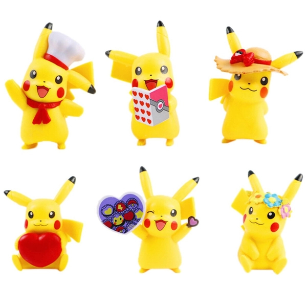 Mô Hình POKEMON Bộ 6 Pikachu siêu dễ thương- Cao 8cm - nặng 260gram - Figure POKEMON