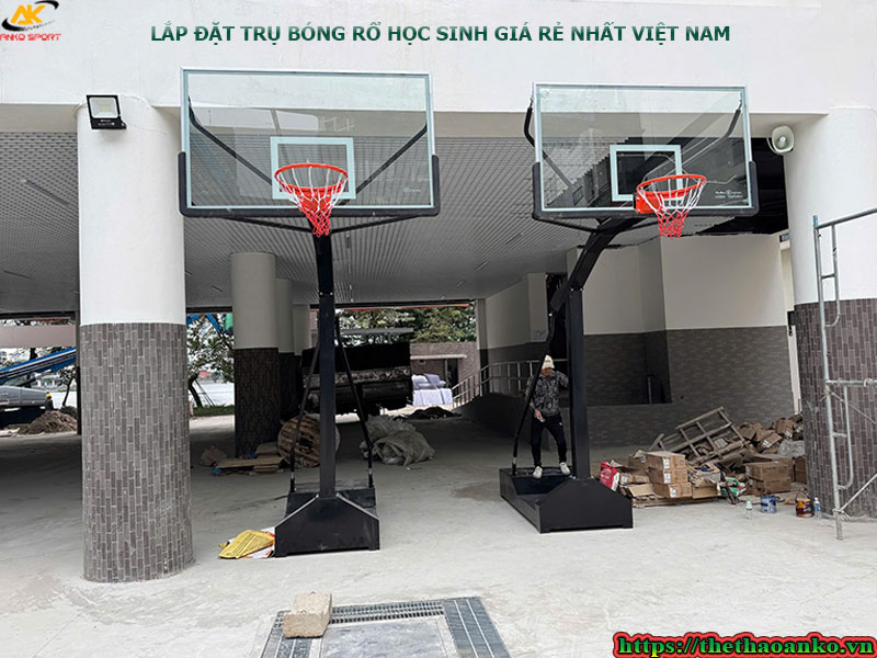 Lắp đặt thiết bị sân bóng rổ học sinh tại Đồng Bằng Sông Hồng