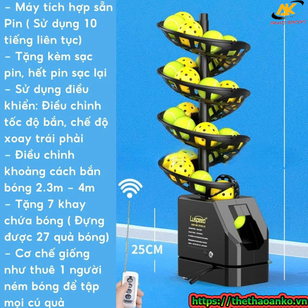 Máy bắn bóng Pickleball LUSPEED tập tại nhà kèm lưới phiên bản 2.0