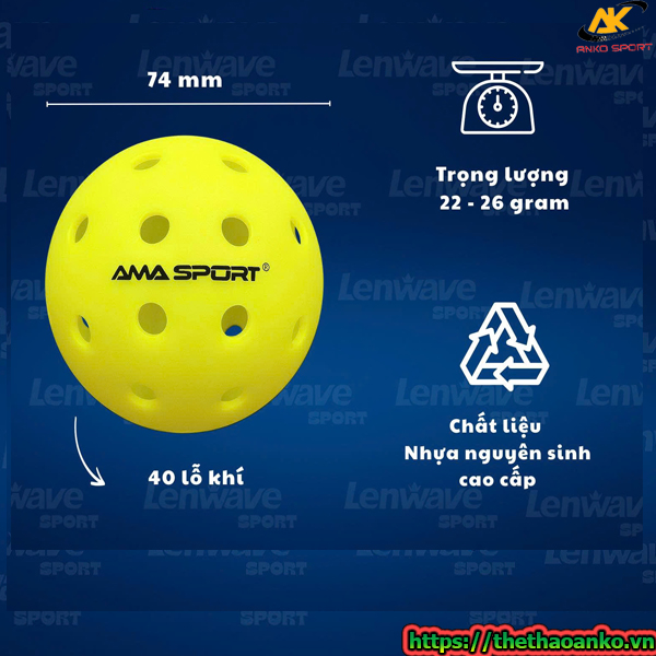 Bóng pickleball ama sport X-Ace 40 hộp 3 quả
