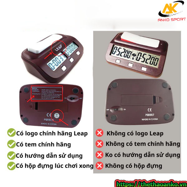 Đồng hồ cờ vua, đồng hồ bấm giờ cờ vua có tính năng delay, bonus chính hãng Leap PQ9907S