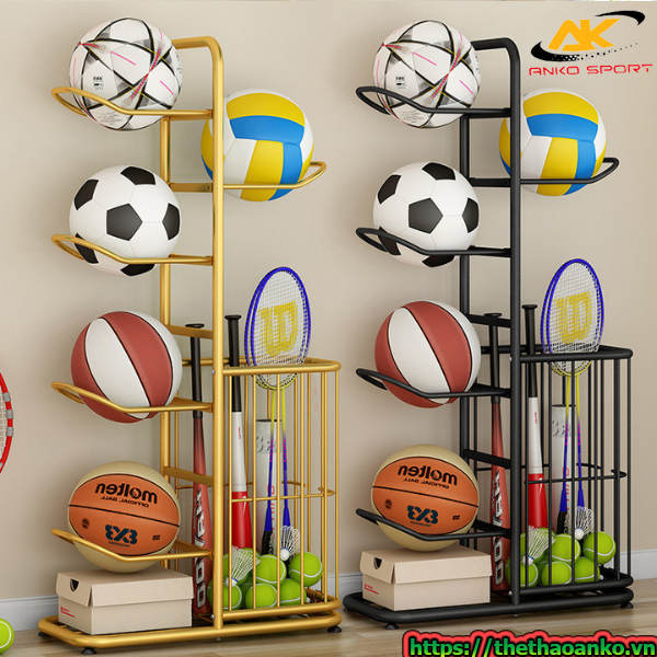 GIÁ ĐỠ TRƯNG BÀY BÓNG RỔ, BÓNG ĐÁ, BÓNG CHUYỀN, VỢT VÀ QUẢ BÓNG CHƠI TENNIS