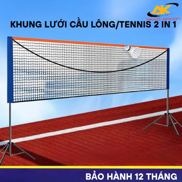 Khung Lưới Cầu Lông/Tennis 2 In 1 – Di Động, Tiện Lợi Cho Trong Nhà Và Ngoài Trời