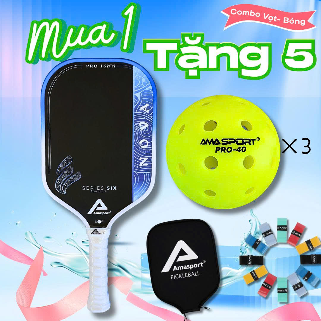 Combo vợt pickleball AMA SPORT NOVA PRO - 16mm