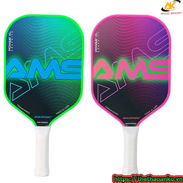 Vợt Pickleball AMA SPORT Power XL, Bề Mặt Sợi Carbon Độ Nhám Cao, Dành Cho Người Mới & Chơi Chuyên Nghiệp
