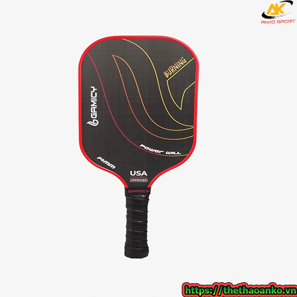 Vợt Pickleball Gamicy Burning T300 14mm - Viền màu đỏ