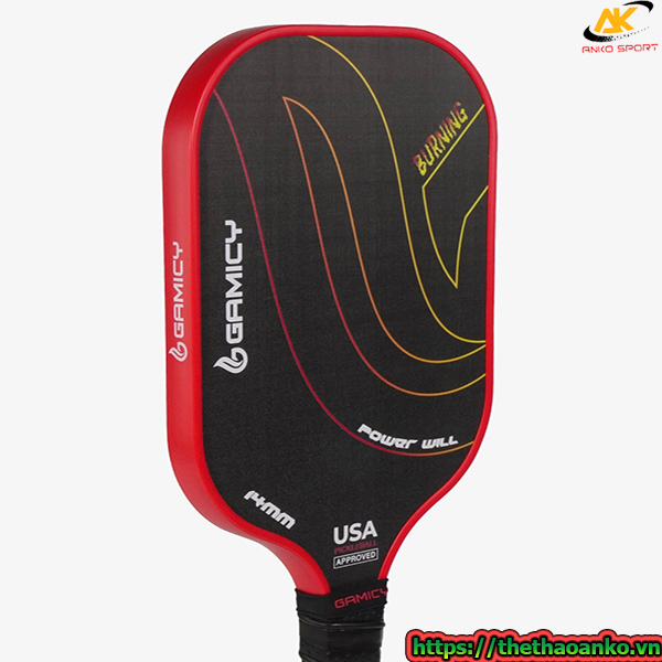 Vợt Pickleball Gamicy Burning T300 14mm - Viền màu đỏ