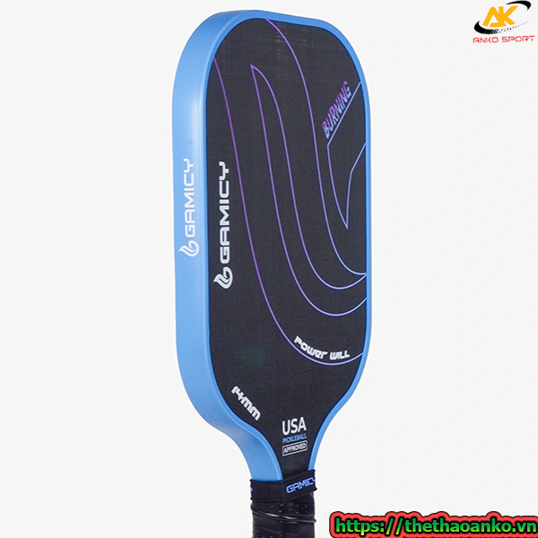 Vợt Pickleball Gamicy Burning T300 14mm - Viền màu xanh