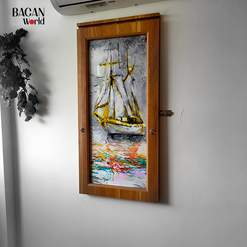 Bàn ăn gấp gọn Cao cấp khuôn tranh Bagan MIN338 Hàng phủ melamine màu sồi