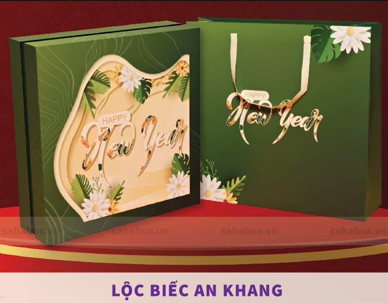 Hộp Đựng Quà Tết SAHA Kèm Túi Size 35*37*11cm