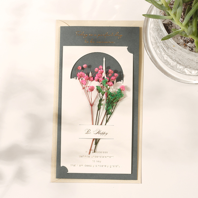 Thiệp Sinh Nhật, Thiệp Kèm Hộp Đựng Quà Cao Cấp Hoạ Tiết Kèm Hoa Khô Độc Đáo Nhiều Mẫu - PK22