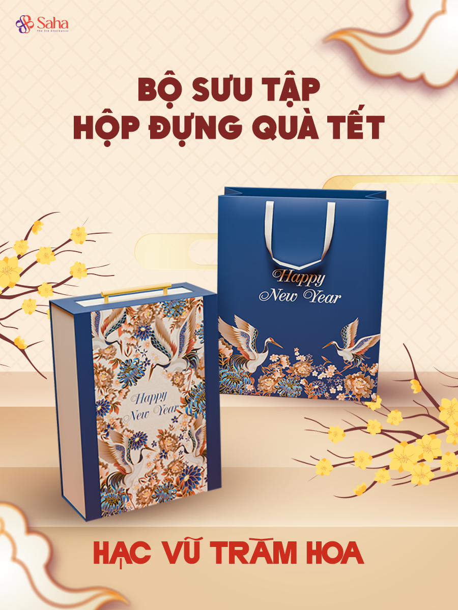 Hộp Đựng Quà Tết SAHA Kèm Túi Size 30*40*10cm