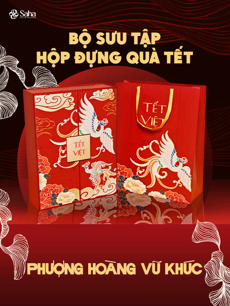 Hộp Đựng Quà Tết SAHA Kèm Túi Size 30*40*10cm