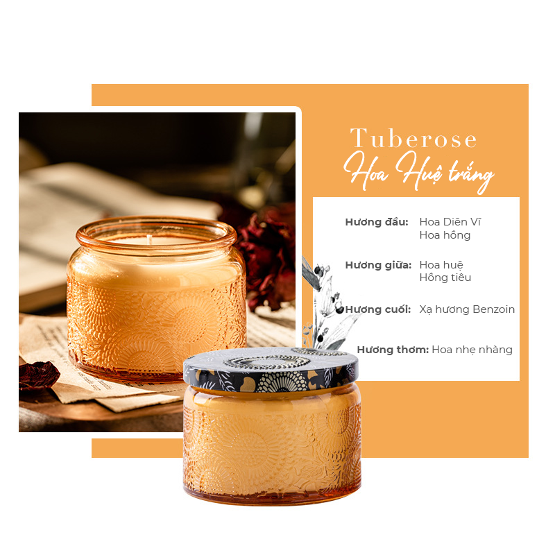 Nến thơm phòng tinh dầu cao cấp không khói an toàn Organic Size 120ml, Thời Gian Cháy 24h
