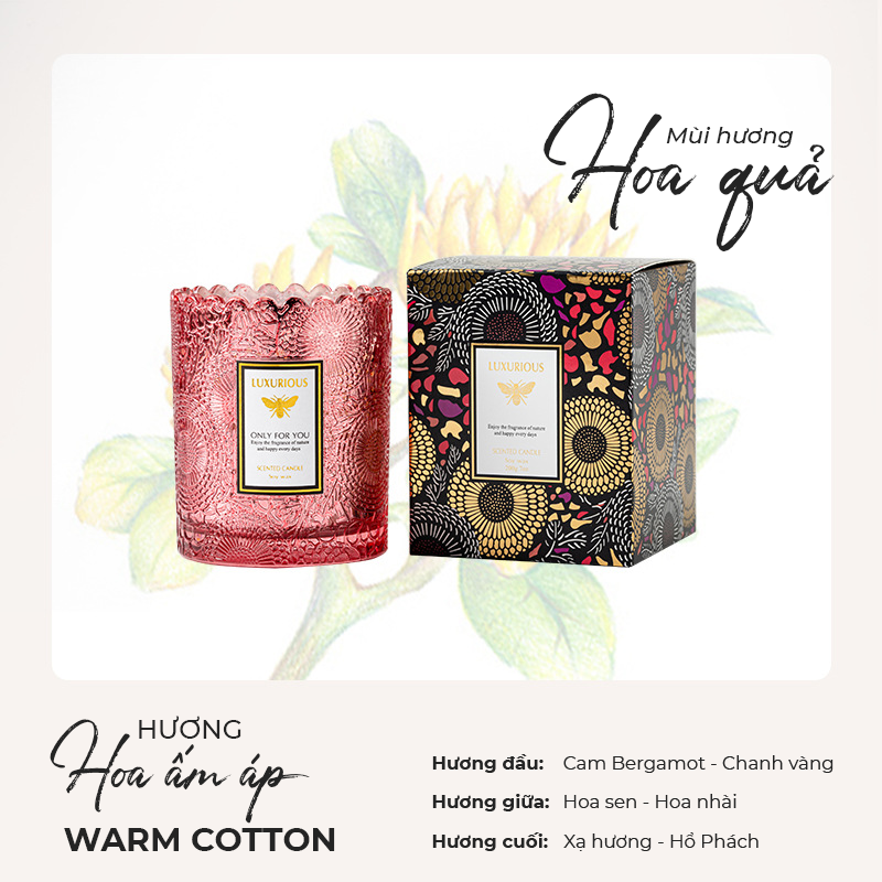 Nến Thơm Trang Trí, Cao Cấp, Tự Nhiên Nhiều Hương Size 200g Thời Gian Cháy 40 Giờ