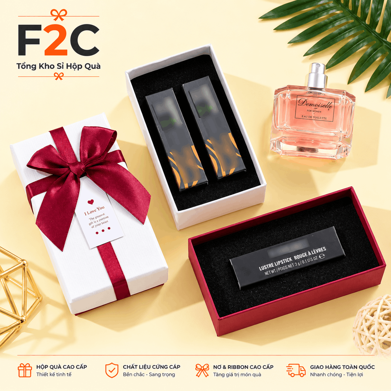 Hộp quà tặng hình chữ nhật đựng son môi, trang sức, nhẫn, dây chuyền nhiều màu nhiều size