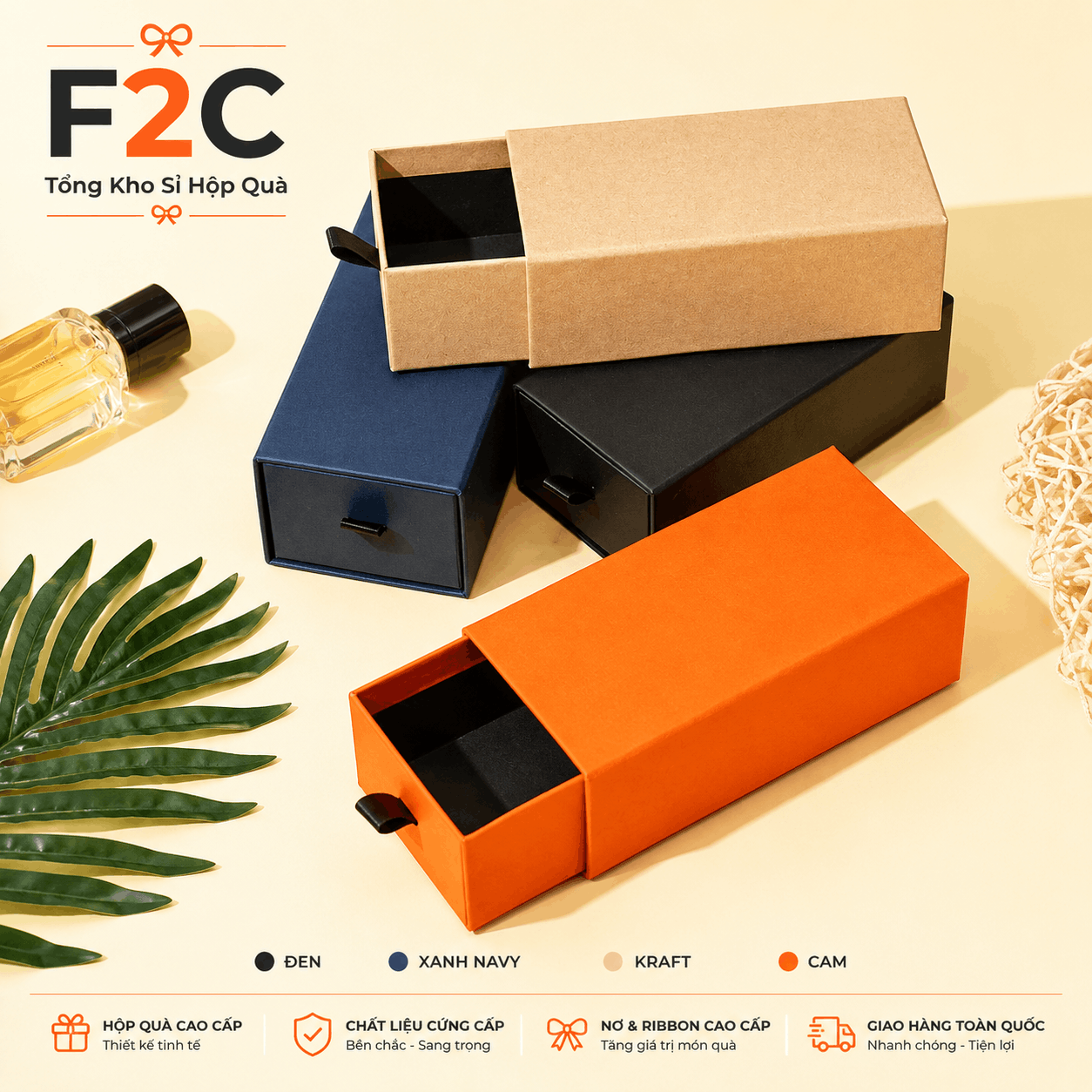 Hộp Đựng Trang Sức Dáng Dài , Quà Tặng Nắp Kéo Có 4 Màu Nhiều Size