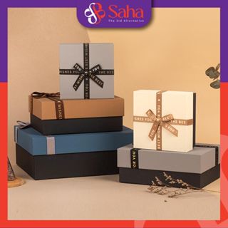 Hộp Quà Tặng Nắp Rời Hình Vuông + Túi Màu Sắc Size 12*12*6