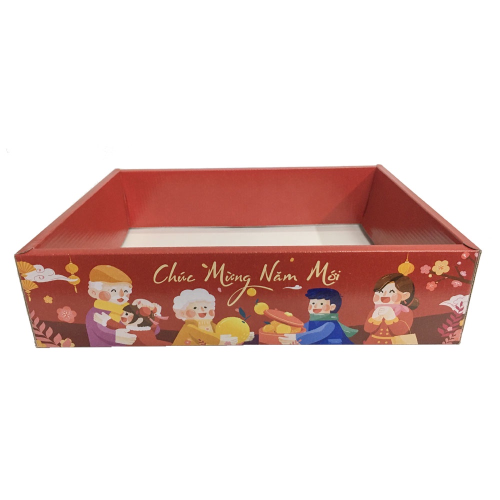 Khay Giấy Nắp Mica Đựng Trái Cây, Hoa Quả Trưng Bày, Làm Quà Tặng - HB12