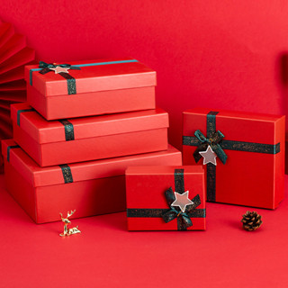 Hộp Quà Giấy Kèm Túi Cao Cấp Màu Đỏ Nơ Xanh Lá Chủ Đề Giáng Sinh Noel Nhiều Size