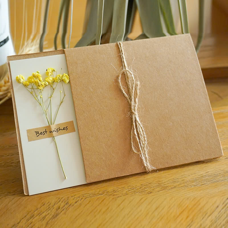 Thiệp Sinh Nhật SAHA Giấy Kraft Hoa Khô Hoa Bất Tử Thiệp Cảm Ơn Viết Tay Trang Trí Hộp Quà Tặng Sinh Nhật Nhiều Mẫu