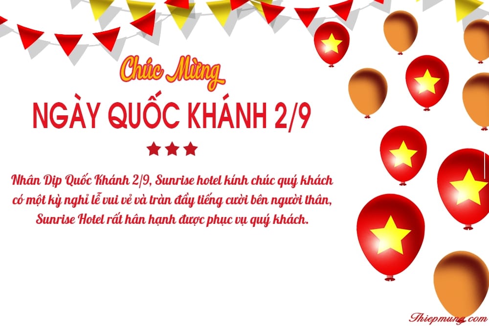 Tưng Bừng Chào Mừng Lễ Quốc Khánh 2/9 Cùng Sunrise Hotel