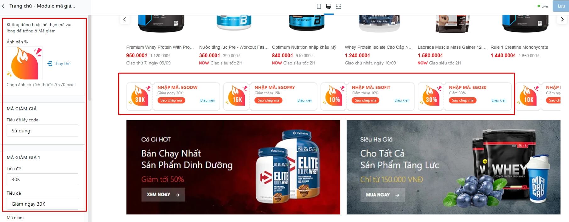 Tính năng theme Ego Fitness