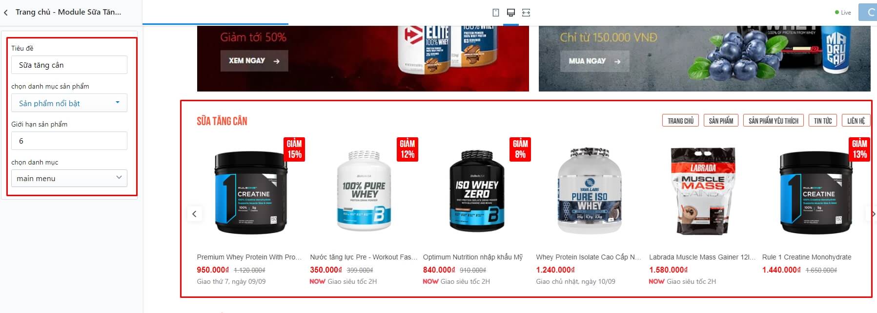 Tính năng theme Ego Fitness