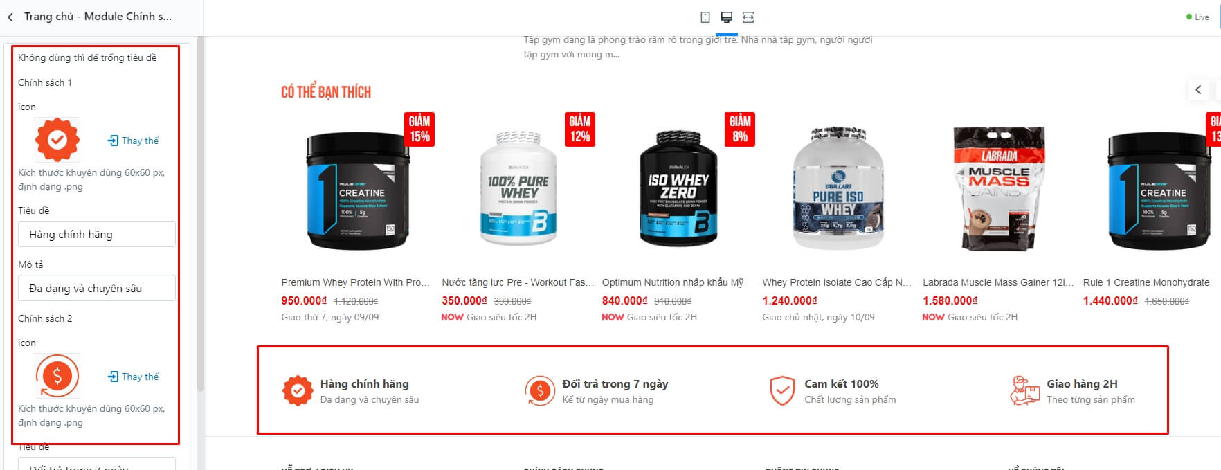 Tính năng theme Ego Fitness