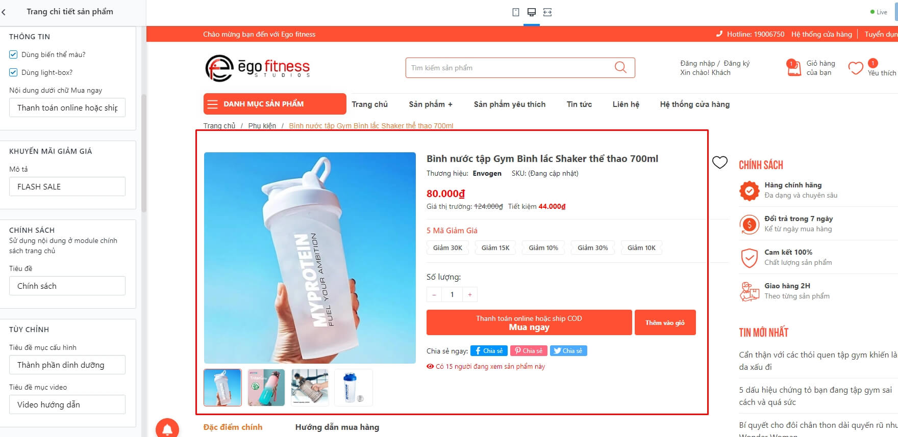 Tính năng theme Ego Fitness