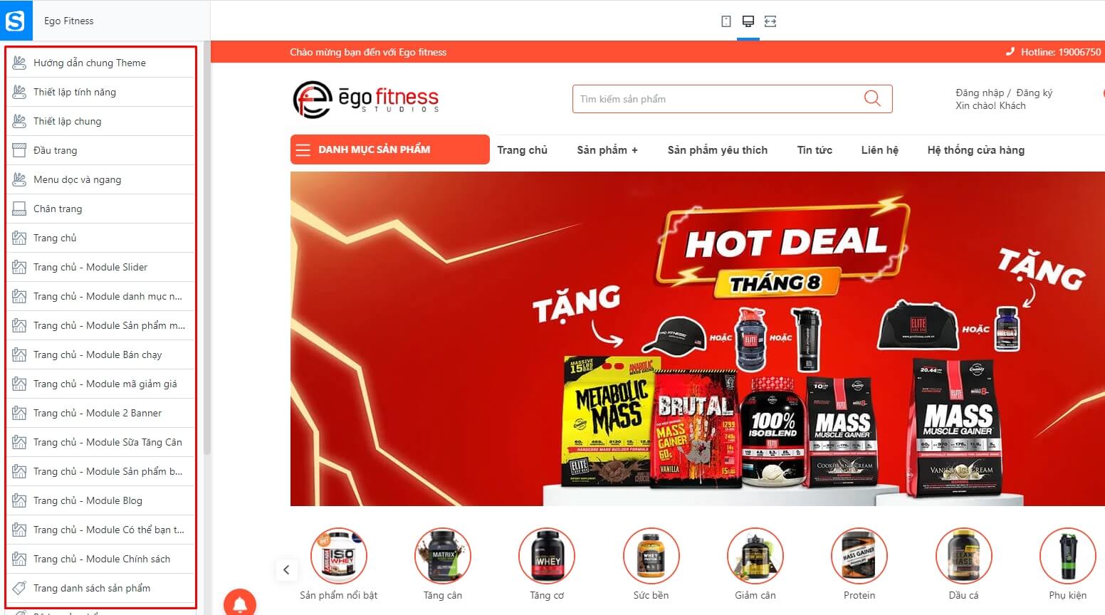 Tính năng theme Ego Fitness