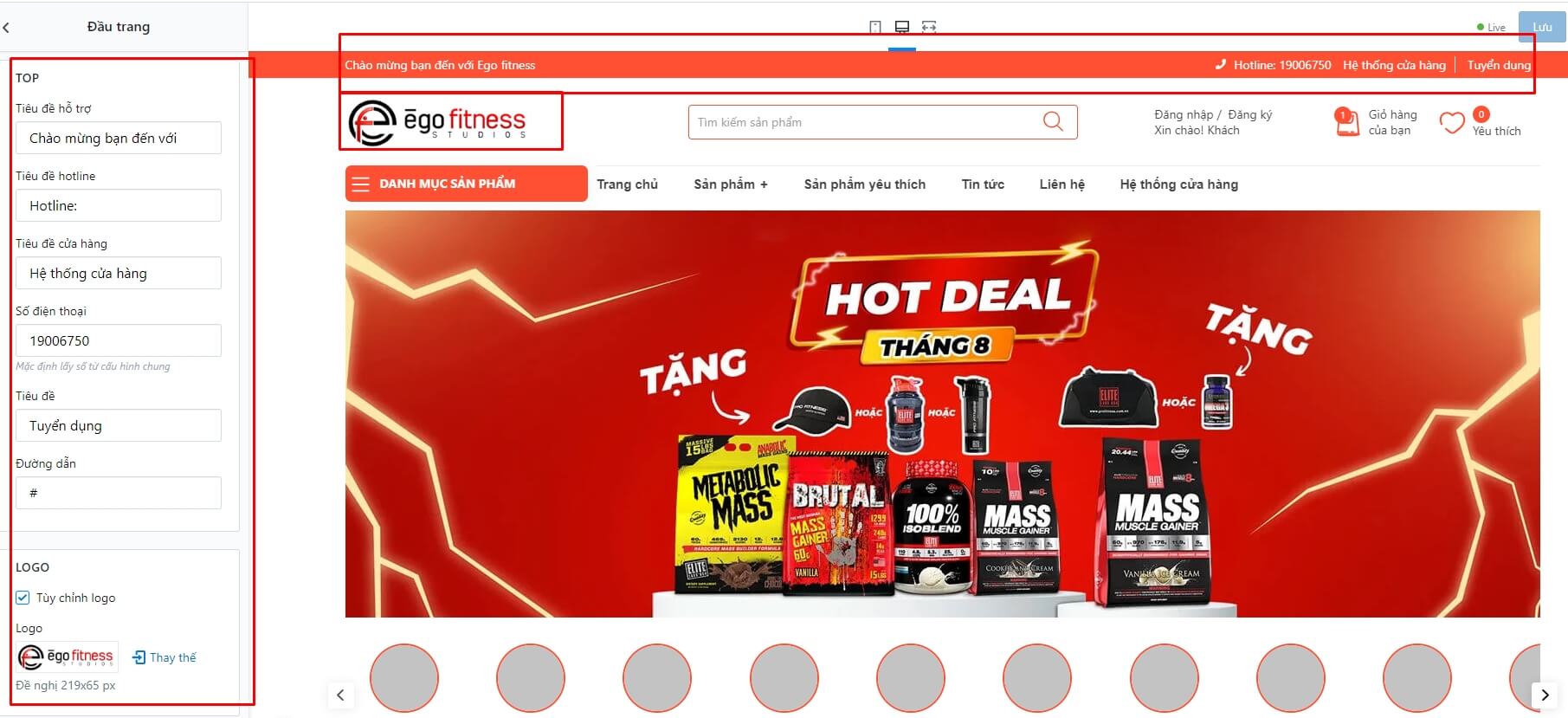 Tính năng theme Ego Fitness