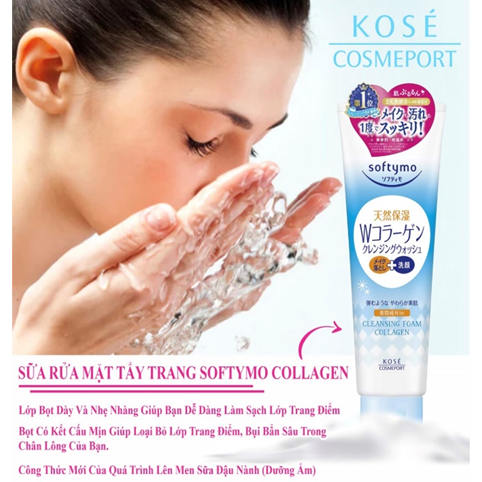 SỮA RỬA MẶT TẨY TRANG DƯỠNG ẨM DA SOFTYMO CLEANSING FOAM HYALURONIC ACID 190G
