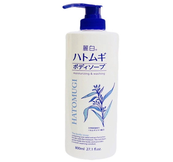 SỮA TẮM TRẮNG SÁNG DA HATOMUGI CHIẾT XUẤT HẠT Ý DĨ 800 ML (HATOMUGI MOISTURIZING WASHING)