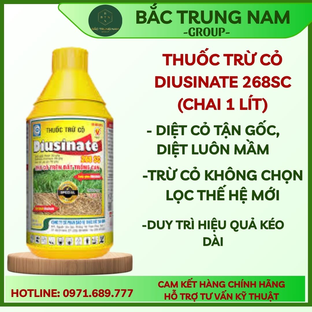 Thuốc Trừ Cỏ DIUSINATE 268 SC, Thuốc trừ cỏ không chọn lọc, diệt cỏ dại kết hợp diệt mầm, tác động tiếp xúc và lưu dẫn