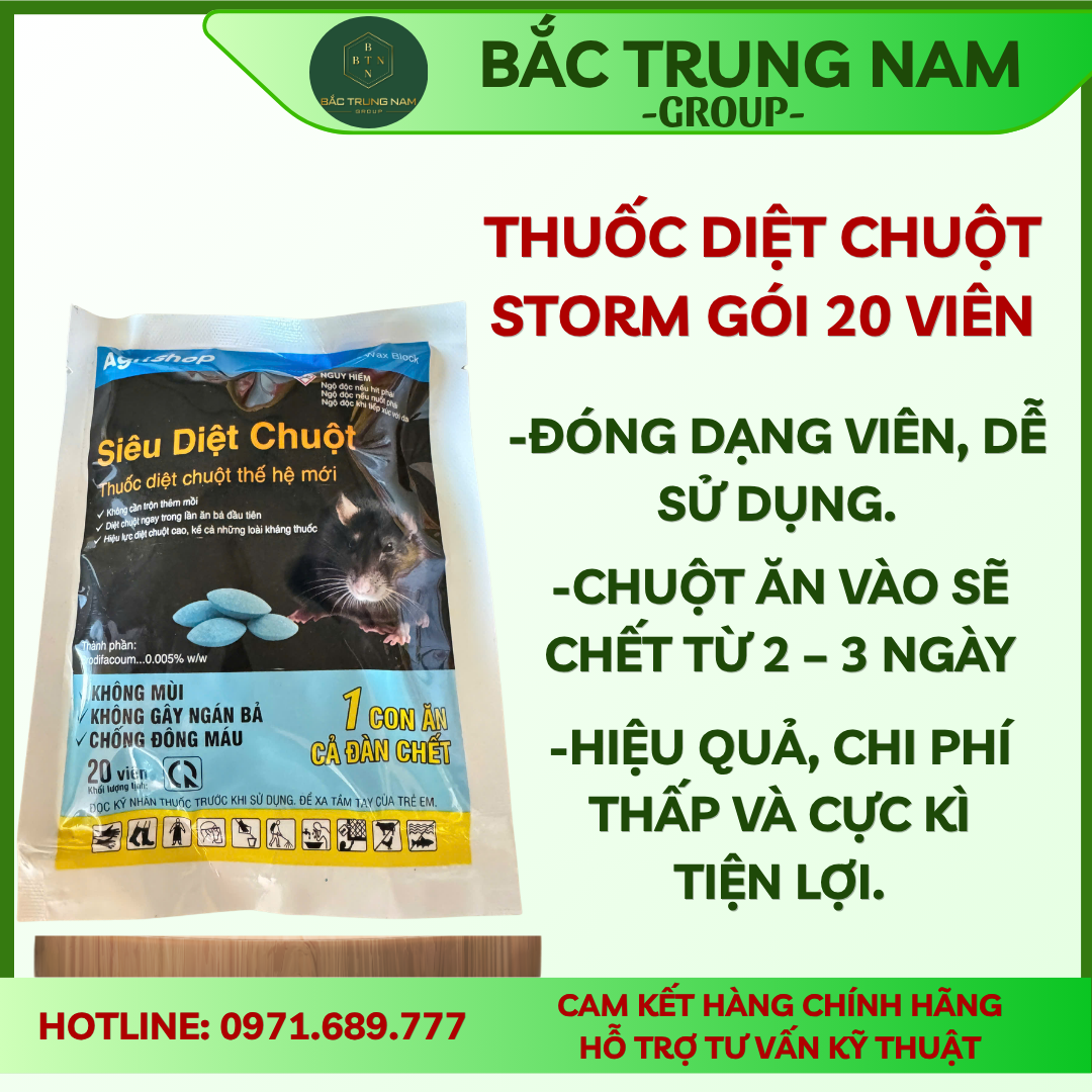 Thuốc diệt chuột Storm gói 20 viên