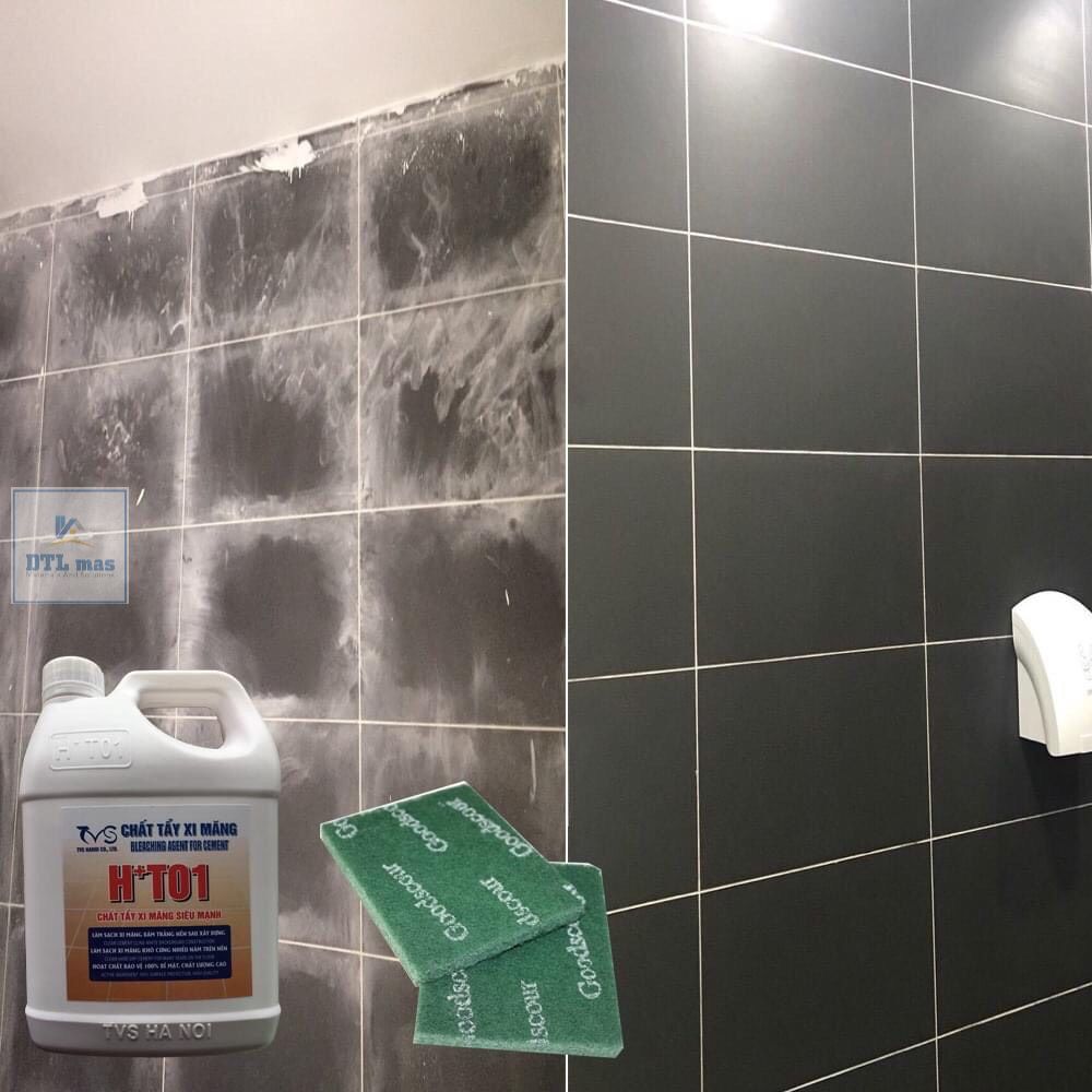Nước tẩy xi măng HT01 can 5 Lít, tẩy ron gạch loại mạnh nhất tặng pad ...
