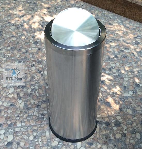 THÙNG RÁC INOX TRÒN NẮP LẬT A35-O - (Ø)250x(H)600mm