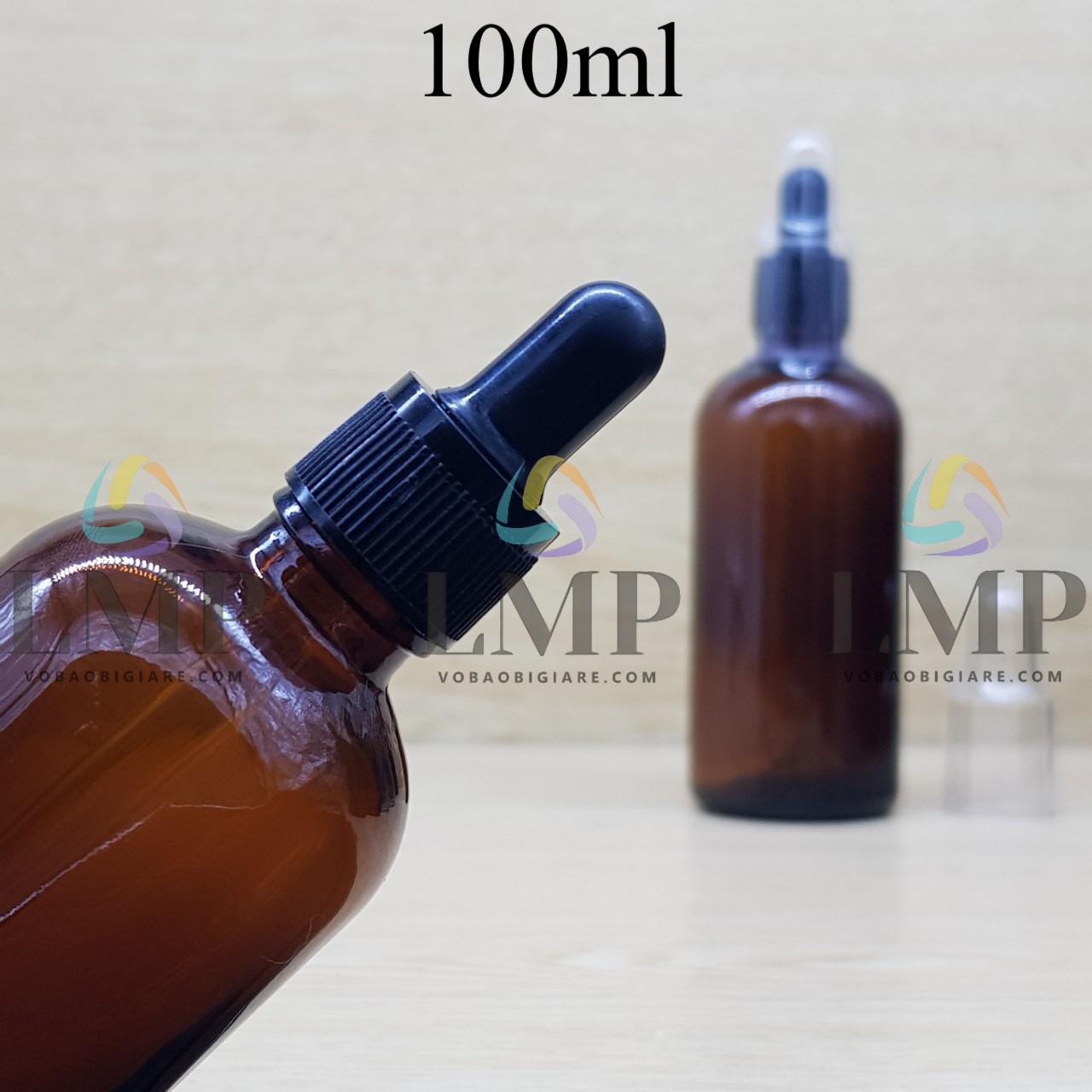 Chai tinh dầu nắp bóp khoen nhựa sọc có nắp chụp 100ml
