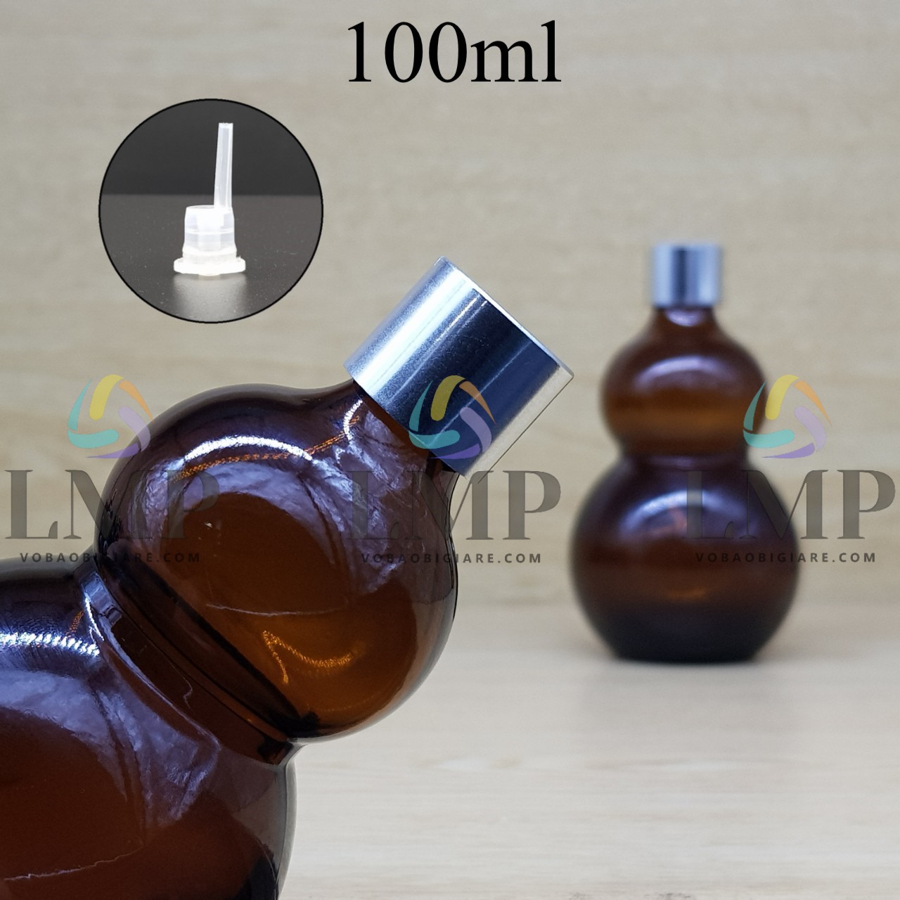 Chai hồ lô nắp xi KO viền 100ml
