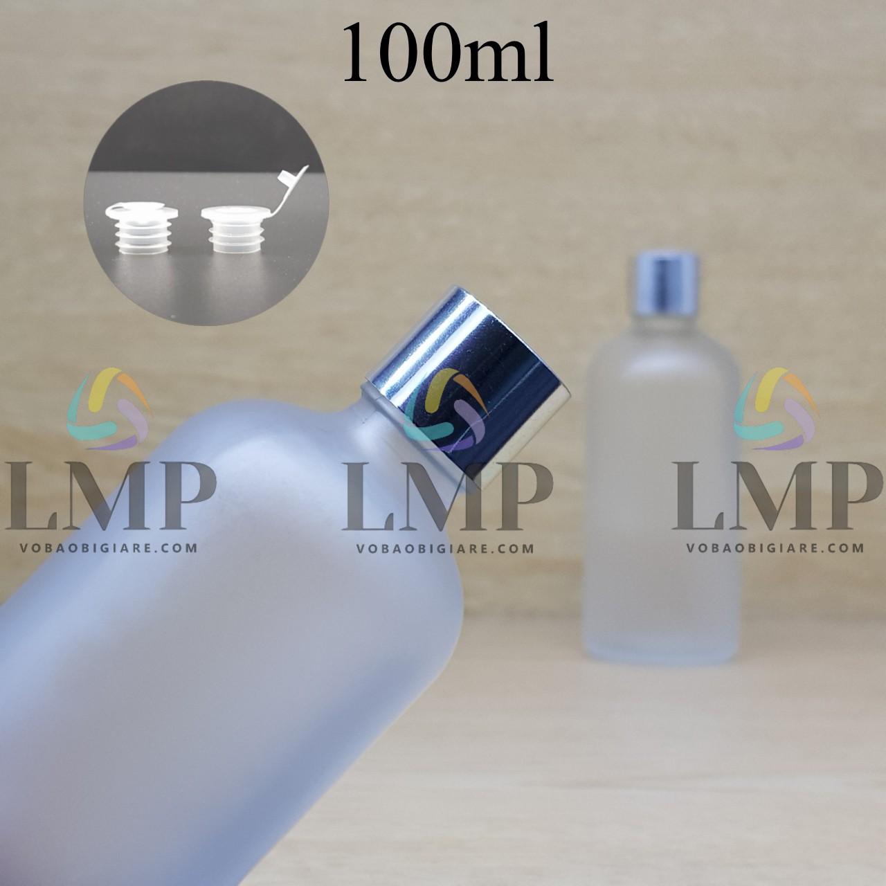 Chai tinh dầu phun mờ nắp xi KO viền 100ml