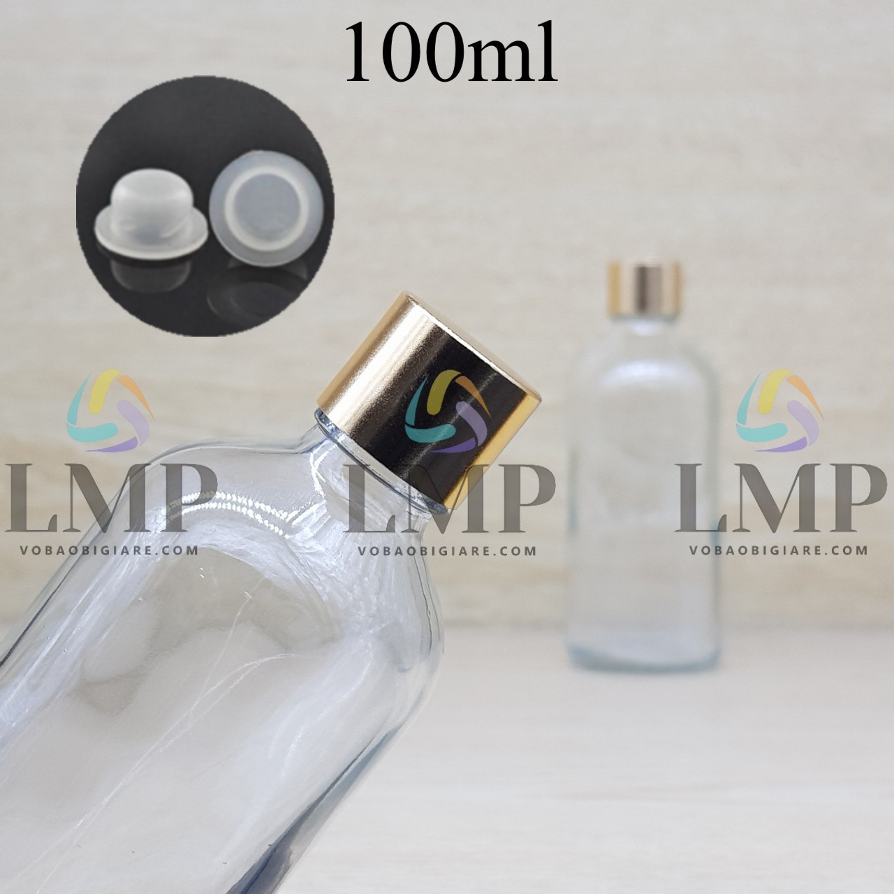 Chai tinh dầu nắp xi KO viền 100ml