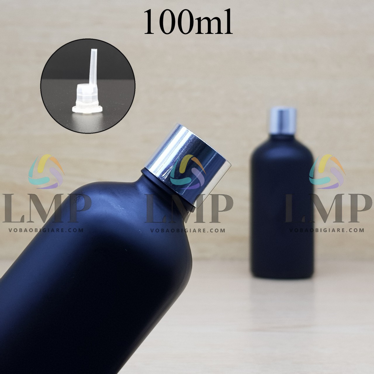 Chai tinh dầu phun mờ nắp xi KO viền 100ml