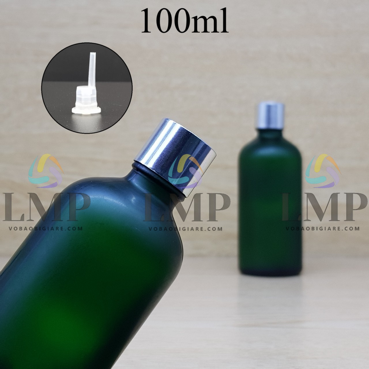 Chai tinh dầu phun mờ nắp xi KO viền 100ml