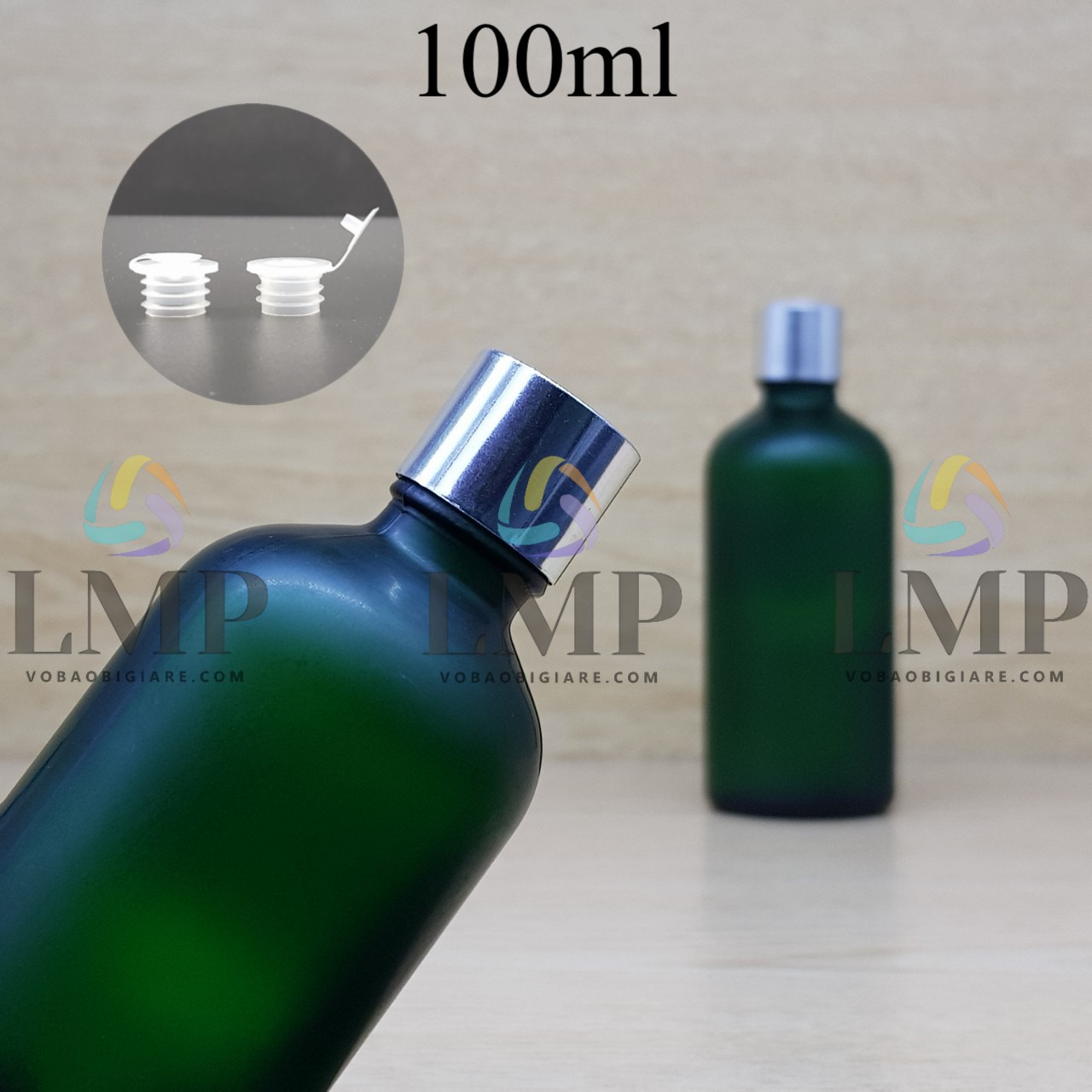 Chai tinh dầu phun mờ nắp xi KO viền 100ml