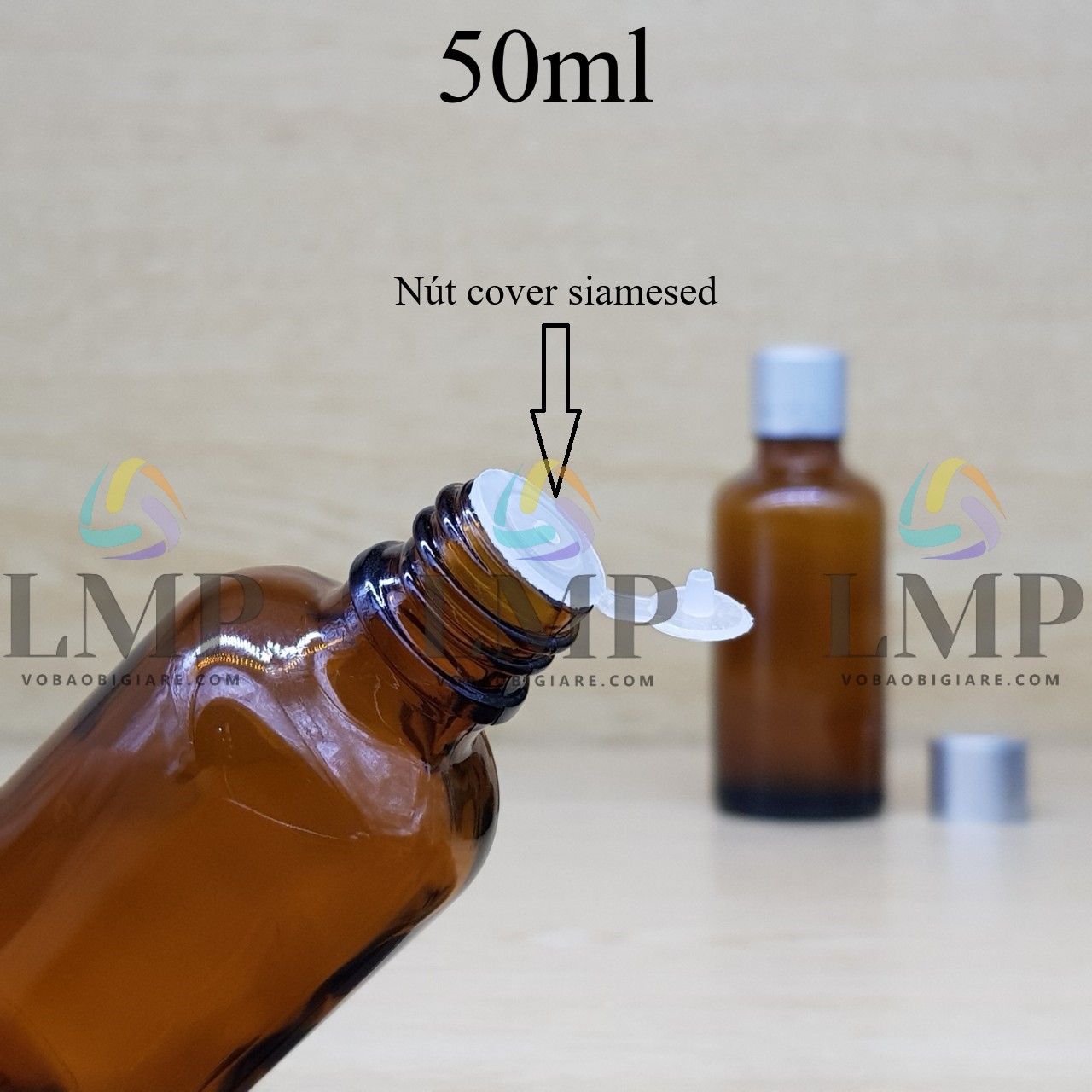 Chai tinh dầu nắp xi 2 viền 50ml